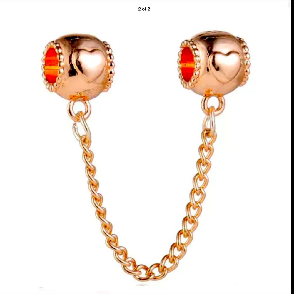 New Gold European Charm Bead Safety Chain